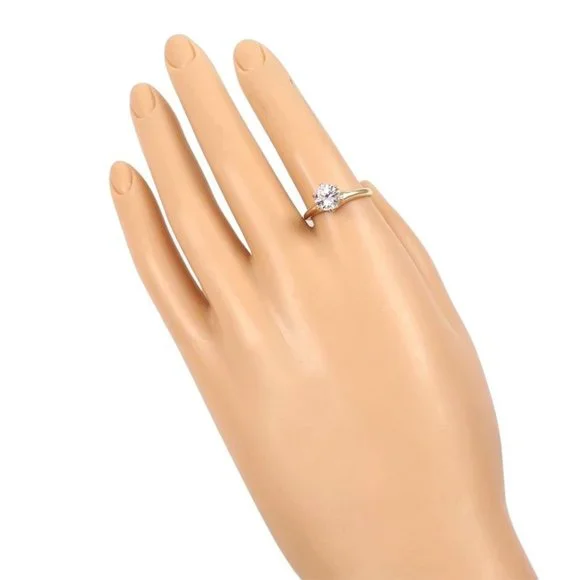 Solid 14K Yellow Gold Clear Quartz Solitaire Engagment Wedding Ring Size 6.5